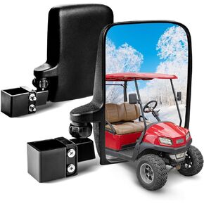 NOKINS No Drilling Golf Cart Mirrors,Golf Cart Rear Side View Mirrors Compatible with Club Car Onward DS/EZGO RXV TXT/Yamaha and Others 0.75"/1"/1.25" Square Tube,180 Degree Adjustable Viewing Angle