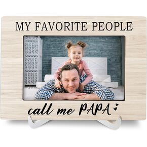 Papa Gifts 4x6 Picture Frames, Gifts for Grandpa Pop Pop Grandfather Wood Photo Frame, Father’s Day Grandparent's Day Daddy Gifts from Son Daughter Picture Frame for Wall Tabletop Display