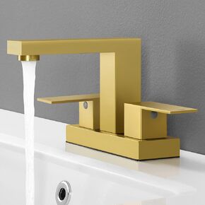 KES Black Bathroom Faucet 4-Inch Centerset, Modern Bathroom Sink Faucet with Supply Lines, SUS304 Stainless Steel, L4150LFF12-BK