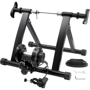 VEVOR Bike Trainer Stands, Magnetic Stationary Bike Stand for 26"-29" Wheels, 6 Resistance Settings, Noise Reduction Flywheel Motor, for Indoor Riding Exercise, Quick-Release Lever & Front Wheel Riser