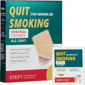 Fekux Nicotine Patches Step 1, Quit Smoking Nicotine Patches 21 mg Delivered Over 24 Hours Effective Helps Quit Smoking, 21 Patches Skin Friendly Nicotine Transdermal Patch