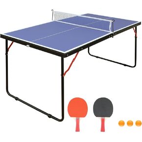 Table Tennis Table Foldable,Portable Ping Pong Table Set with Net for Indoor & Outdoor Games,2 Table Tennis Paddles and 3 Balls,54''X30''X26''
