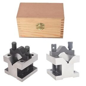 2-Pack 2-3/8In x 2-3/8In x 2In V-Block and Clamp Machinist Set with Box, Hardened Steel