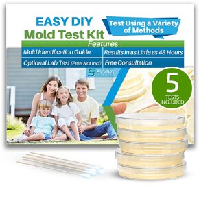 Evviva Sciences Mold Test Kit for Home - 5 Simple Detection Tests w/Optional Lab Analysis, Test HVAC System, Home Surfaces, & Indoor Air Quality - Downloadable Identification Guide