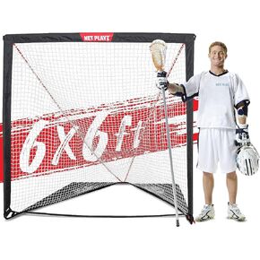 6 x 6 x 6 Feet Lacrosse Goal Fast Install, Fiberglass Frme, Lightweight, Foldable, Portable, Carry Bag Included