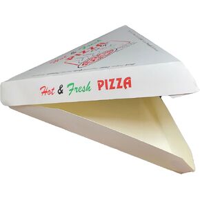 Single Pizza Slice Box with 4 Color Print Hot & Fresh Pizza 9.25 x 9 x 1.68 inch. Case of 400 Counts