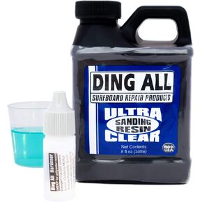 Ding All Polyester Sanding Resin with Catalyst - Smooth and Non-Tacky Product for Surfboard Repairs - 8 oz