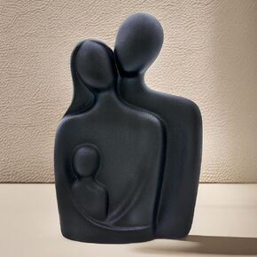 DESHINTKE Family of Three Statues, Ceramic Family Sculptures, Modern Home Decor Abstract Family Figurines Art Ornament (White)
