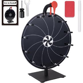 12 Inch Black Spinning Prize Wheel - Spinning Wheel with Stand,12 Slots Color Tabletop Roulette Spinner of Fortune, with Dry Erase Marker and Eraser for Trade Show, Carnival, Win Fortune Spin Games