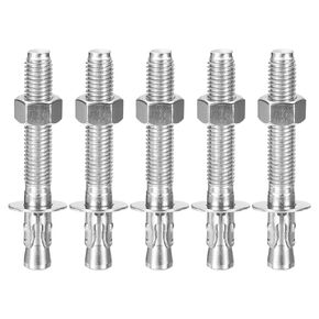 3/8" x 3-3/4" Wedge Anchors - 5Pack - Good for Cement and Concrete Wall - 304 Stainless Steel Zinc Plated Screw Bolt Nut Expansion Tube Fasteners
