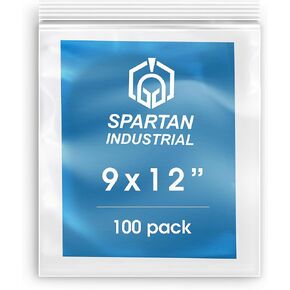 Spartan Industrial - 9" X 12" (100 Count) 2 Mil Clear Reclosable Zip Plastic Poly Bags with Resealable Lock Seal Zipper