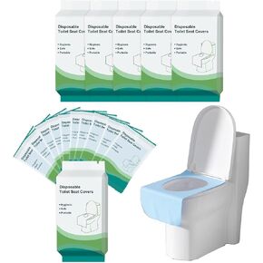 Toilet Seat Covers Disposable (50 Packs), Disposable Toilet Seat Cover for Adults,Essential Travel Accessories/Camping/Airplane/Shopping Mall/Road Trips (Green 16 * 24in(50 Packs))