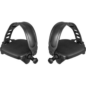X AUTOHAUX 1 Pair Exercise Bike Pedals with Straps Indoor Cycling Parts Non Slip 9/16'' Fixed Gear Bike Pedals
