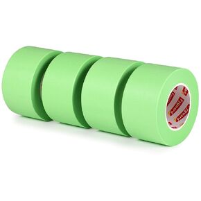 4 Rolls Low Tack Green Painters Tape Pinstripe Tape 3/4In × 82Ft Green Masking Tape Painters Tape Bulk for Art Wall Painting Automotive