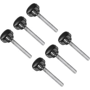 Knurled Thumb Screws, M6 Thread 50mm Thread Length 20mm Round Head, Plastic Knobs Clamping Screws - (Applications: for Sawing Machines), 6-Pieces