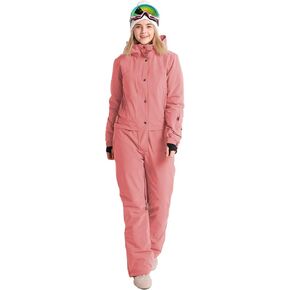 Womens One Piece Ski Suit Colorful Jumpsuits Snowboard Snowsuits Winter Outdoor Waterproof for Snow Sports(XL,Pink) in Saudi Arabia
