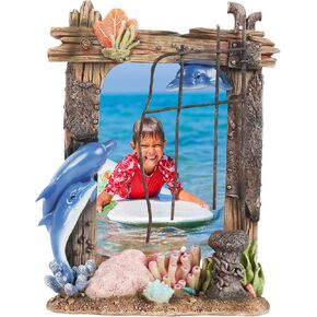 Li'Shay Dolphin Picture Frame for 3.5x5 Photo Ocean Floor Scene - Yellow Coral