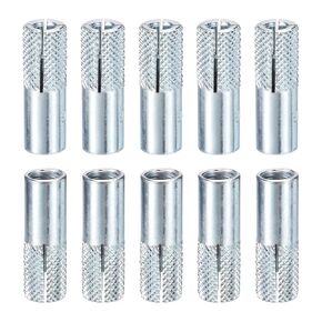 5/16" x 1-3/16" Drop-in Anchors - 10 Pack - Good for Dry Walls Hollow Bricks Plaster - Carbon Steel Sleeve Anchors Tool Expansion Anchors - Silver