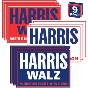 Harris sign, Harris Walz Signs, 9-pack 18" x 12" Harris Walz 2024 political signs, Harris Campaign sign, Harris Walz Rally signs 2024, We're Not Going Back, When We Fight We Win, We Choose Freedom