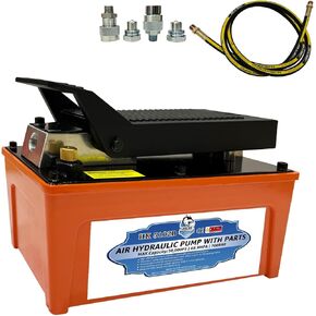 HKTE Air Hydraulic Pump, Pedal-Activated, High-Pressure 10K PSI, 0.5 Gallon Tank ，Industrial Grade (2xProfessional Quick Connector)