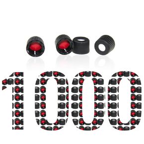 ALWSCI 1000PCS HPLC LC 8-425 Screw Thread Vial Caps, 8 mm, PTFE/Silicone Septa, Black, Polypropylene