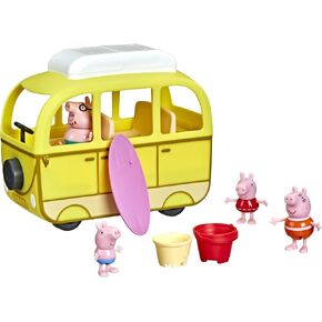 Peppa Pig - Beach Camper, Preschool Toy Vehicle, 10 Pieces, Wheels Spin, Ages 3 and up, Multicoloured