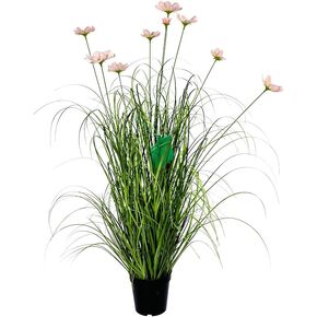 35 Inch Artificial Tall Grass with Pink Cosmos Flowers, Fake Floor Plants, Faux Grass Plants, Indoor and Outdoor Home Decoration(2pack, 3ft)