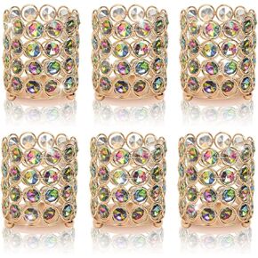 Colorful crystal Tea Light candle holder, Scented Votive Handmade Romantic Candlestick for Wedding Centerpieces, Party Supplies, as Vase, Pen Holder, Home Decor (1 pack, bowl-(Silver+clear))