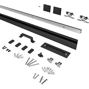 BARNSMITH 6FT Sliding Barn Door Hardware Track Kit with Door Handles Included, Low Clearance Aluminium Alloy Box Rail Barn Door Track, Sliding Door Hardware, Black (Door Panel No Indued)