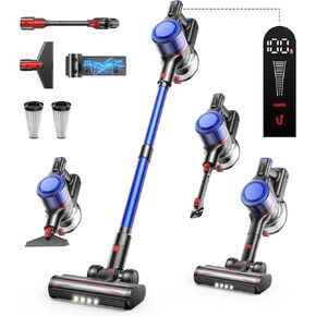 Cordless Vacuum Cleaner 40Kpa, 450W Stick Vacuum Cleaner, Up to 55 Mins Runtime, Self-standing Vacuum Cleaner with Wall Mount Charging, Scented Card, for Furniture, Carpet, Pet Hair, Hard Floor