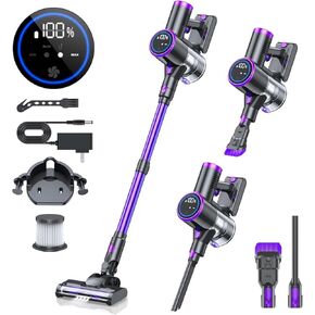 Cordless Vacuum Cleaner, 20KPA Stick Vacuum with LED Display, 2 Modes 6 in 1 Lightweight Cordless Stick Vacuum Cleaner with 40Min Detachable Battery Vacuum Cleaner for Home Hard Floor Car Carpet