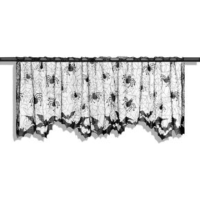 Halloween Curtains Gothic Curtains Halloween Kitchen Curtains Halloween Valance Curtains Spider Web Curtains Black Lace Curtains for Door Lampshade Fireplace Window Halloween Christmas Spooky Decor