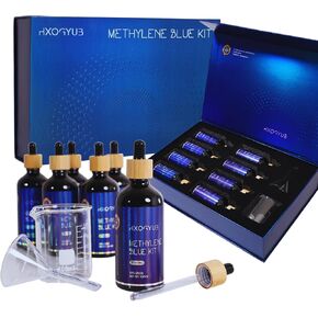 Methylene Blue Powder Kit, 8 Gram, Third-Party Tested 99+%, USP Grade Compliant, Brain Health Dietary Supplement for Humans, No Formaldehyde, Including Measuring Cups and Funnel in Saudi Arabia