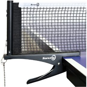 Sanung S304 Portable Table Tennis Net and Post Set Folding Ping Pong Spring Clamp-on Net with 2 Posts Kit Adjustable Table Tennis Training Mesh Net for Standard 60in Wide Tables Easy Setup