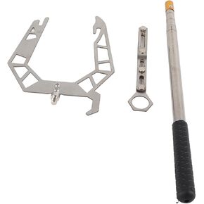 Boat Hook Mooring Hardware Tools U-Shaped Aluminum Alloy Ship Mooring Hook Threader Boat Hardware Kit Includes Boat Hook Handle Threader （Silver）