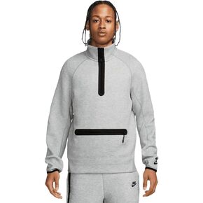 Nike Men's Sportswear Dark Grey Heather/Matte Silver Tech Fleece Half Zip Sweatshirt - M
