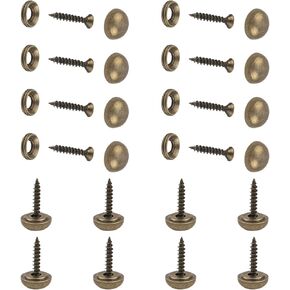 INCREWAY Mirror Screws, 16pcs Decorative Brass Mirror Screws Mirror Nails Mirror Screw Covers with Dome and Washers(15mm)