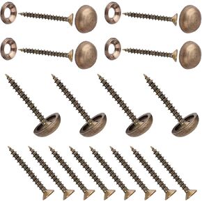 INCREWAY Mirror Screws, 16pcs Decorative Brass Mirror Screws Mirror Nails Mirror Screw Covers with Dome and Washers(15mm)