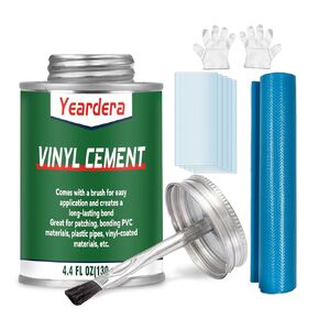 Vinyl Cement, High Strength Vinyl Glue, Waterproof PVC Cement, High Strength Pool Patch Repair Kit Underwater for a Variety of Inflatables, Pool Liners, Tarps, Hot Tubs, Air Mattresses(4.4oz)