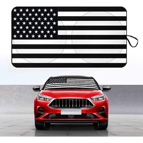 1 PC Car Windshield Sun Shade B&W American-Flag USA Patriotic Design-Foldable Car Front Window Sunshade for Most Sedans SUV Truck-Blocks UV Rays and Keeps Your Car Cool (63 x 33.5 inches) in Kuwait