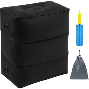 وسادة مسند للقدمين أثناء السفر، قابلة للنفخ مع مضخة يدوية مزدوجة قابلة للتعديل بثلاث طبقات لراحة القدم على الطائرات والسيارات والحافلات والقطارات والأطفال المكتبيين للنوم في الرحلات الطويلة (رمادي داكن 2) in Kuwait