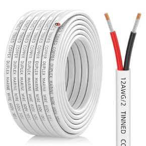 16 Gauge Marine Wire, 16/2 Wire Duplex Marine Grade Wire, IP68 Waterproof/Oxygen-Free Tinned Copper Stranded PVC Cord, 16 AWG Electrical Wire for Boat/Automotive/RV/Solar/LED Strips (30FT-9M)