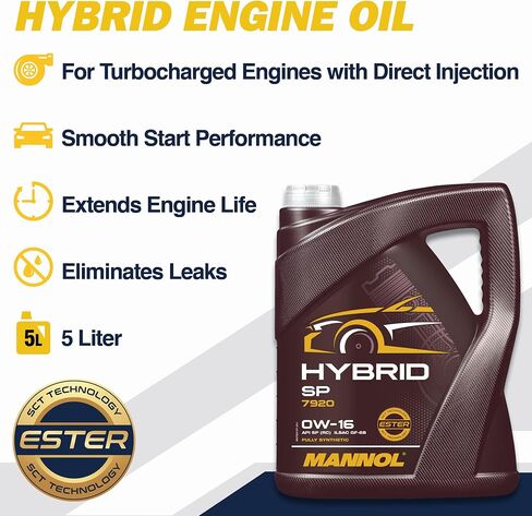 Hybrid SP 0W-16 Motor Oil by MANNOL - 7920 Bi-Synthetic Engine Oil for Modern Gasoline Engines, Car Oil, 1L in Saudi Arabia