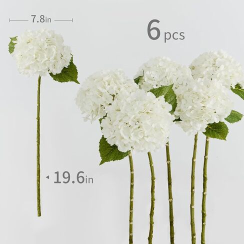 6 Pcs Pink Hydrangea Flowers Bouquets Silk Hydrangea Flowers with Stems Faux Hydrangea Stems for Home Wedding Party Table Core Decoration (Pink,6 Pcs) in Kuwait