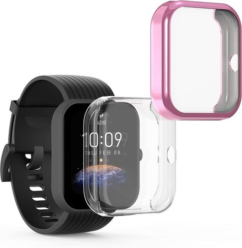 kwmobile Case Compatible with Huami Amazfit Bip 3 / Bip 3 Pro Case - 2X TPU Silicone Fitness Tracker Cover - Black/Transparent in Saudi Arabia
