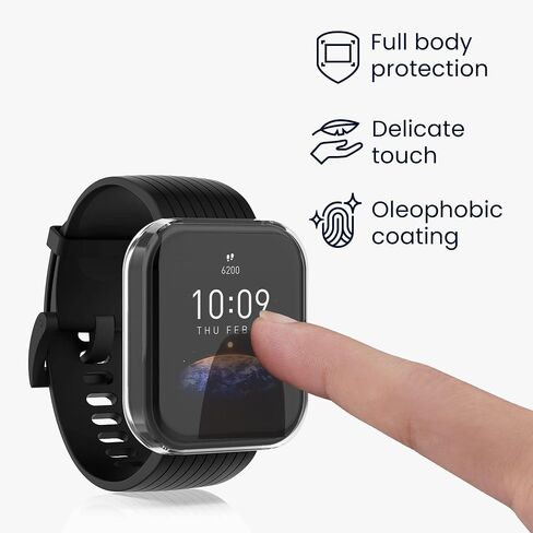 kwmobile Case Compatible with Huami Amazfit Bip 3 / Bip 3 Pro Case - 2X TPU Silicone Fitness Tracker Cover - Black/Transparent in Saudi Arabia