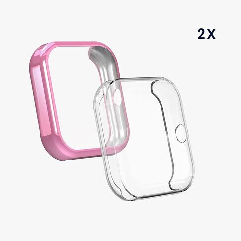 kwmobile Case Compatible with Huami Amazfit Bip 3 / Bip 3 Pro Case - 2X TPU Silicone Fitness Tracker Cover - Black/Transparent in Saudi Arabia