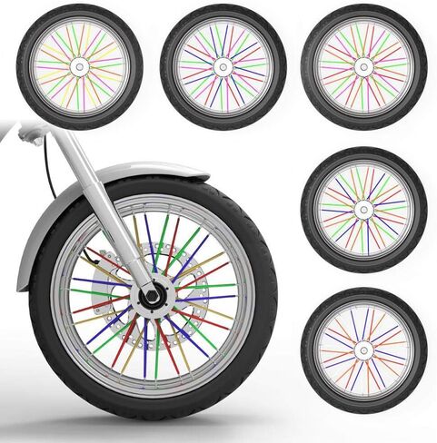 72Pcs Universal Spoke Skins Cover - Ovelur Wheel Spoke Wraps Skins Pipe Trim Decoration Protector For Motorcycle Dirt Bike Yamaha Harley Suzuki(Black and White) in Saudi Arabia