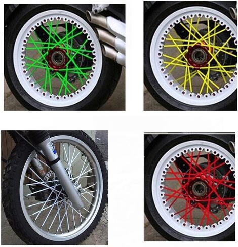 72Pcs Universal Spoke Skins Cover - Ovelur Wheel Spoke Wraps Skins Pipe Trim Decoration Protector For Motorcycle Dirt Bike Yamaha Harley Suzuki(Black and White) in Saudi Arabia