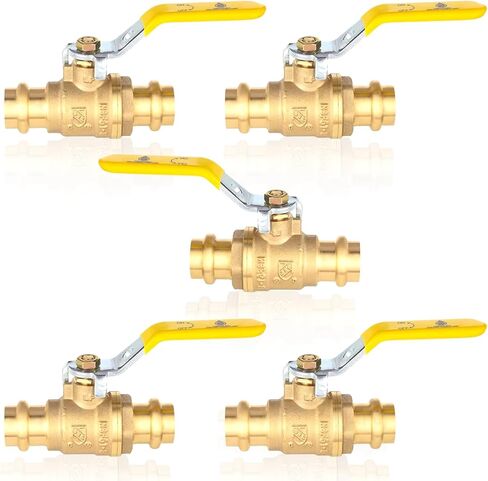 1/2-Inch Press X Press Ball Valve for Copper Tubing,Brass Full Port Water Stop Shut Off Ball Valve,1/4 Turn with EPDM O-ring(Pack of 5) in Saudi Arabia